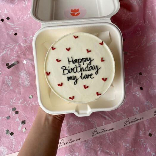 Бенто торт Happy birthday my love с сердечками
