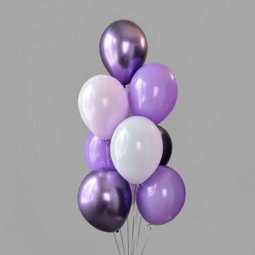 Фонтан из 10 шаров в сиреневых оттенках