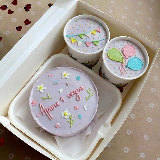 Комбо набор бенто+2cake to go сиреневый на 1 годик