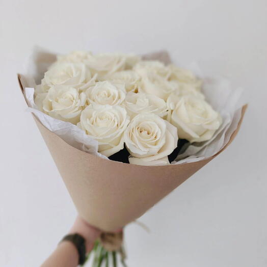 Букет из 15 премиум розы белой