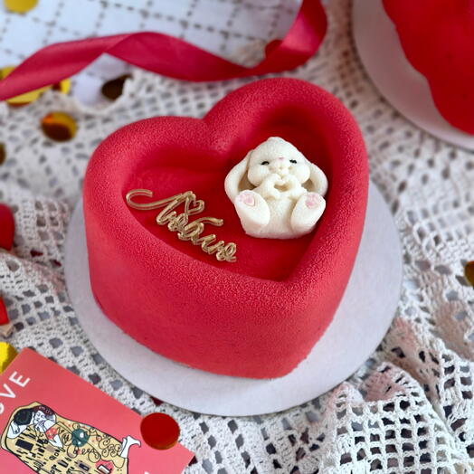 Бенто торт муссовый с зайкой "Люблю"