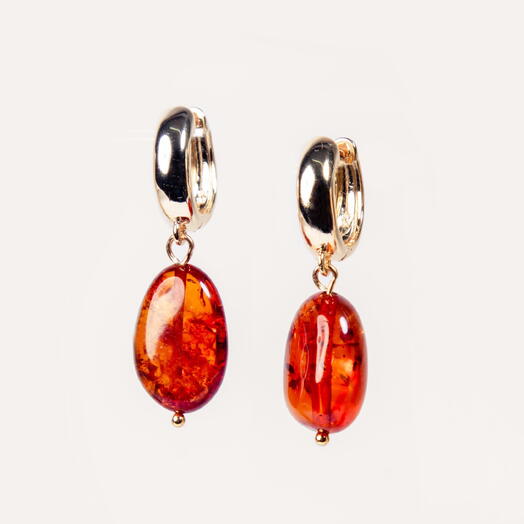Серьги Амарант Янтарь оранжевый 14K (EAR1142)