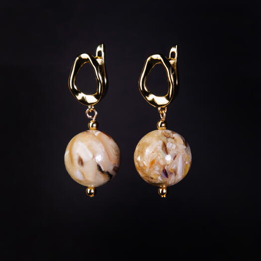 Серьги Какао Белый перламутр 14K (EAR1136)