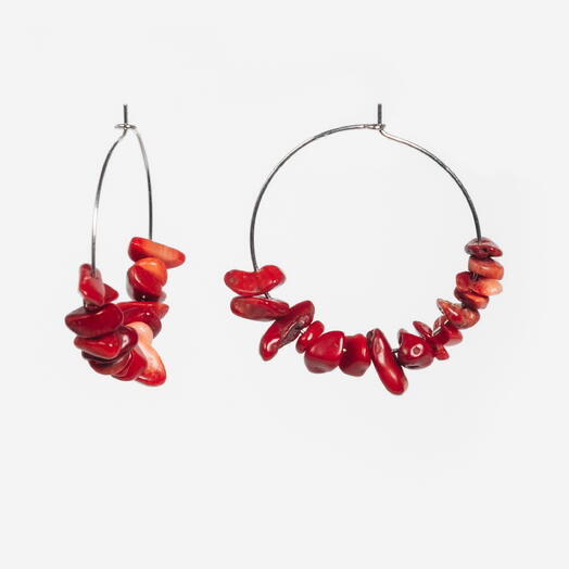 Серьги Корица Красный коралл Rh+ (EAR1028)