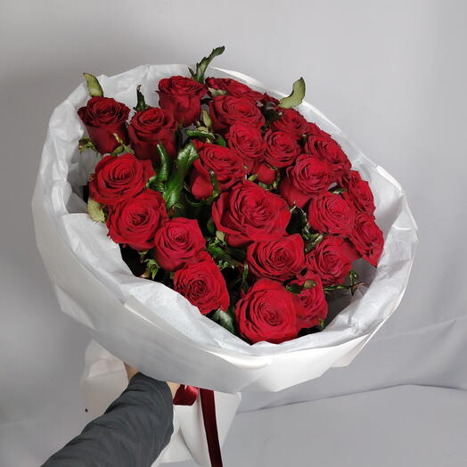 🥰Романтический букет "PERVOЦВЕТ" из 25 красных роз