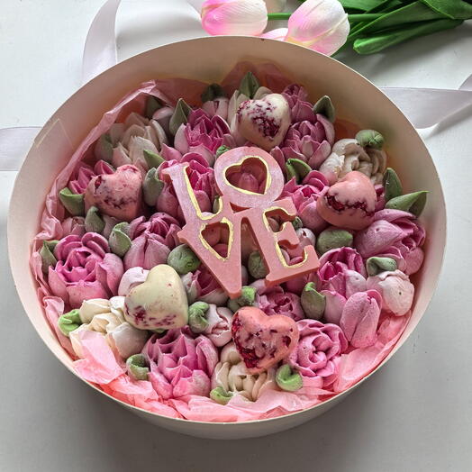 Зефир Тюльпаны, шоколадная надпись Лав Love