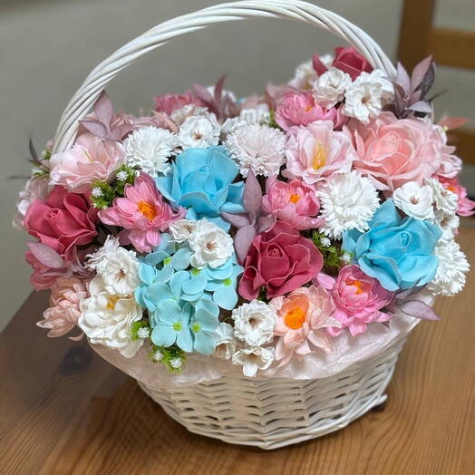 Корзина с цветами мыльными, микс большой
