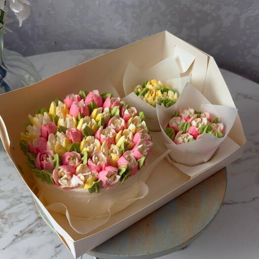 Набор бенто+капкейки  тюльпаны🌷