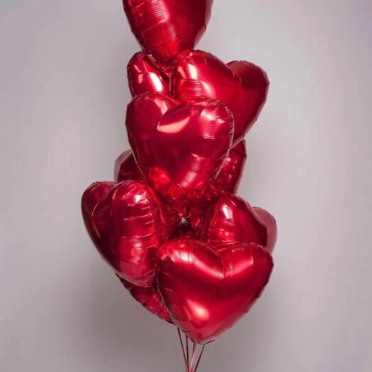 Воздушные шары фольгированные красные сердца с гелием