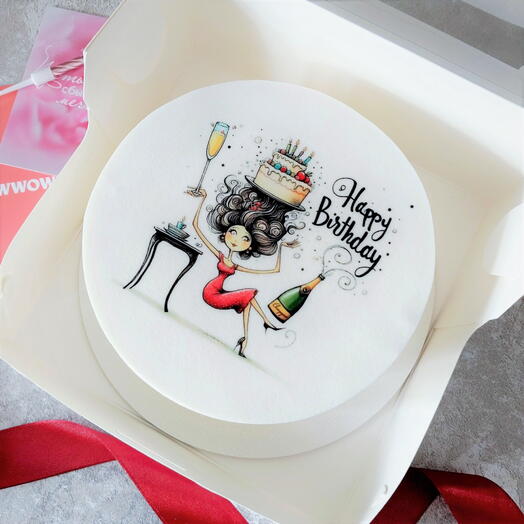 Бенто-тор на день рождения с сахарной картинкой "Happy Birthday"