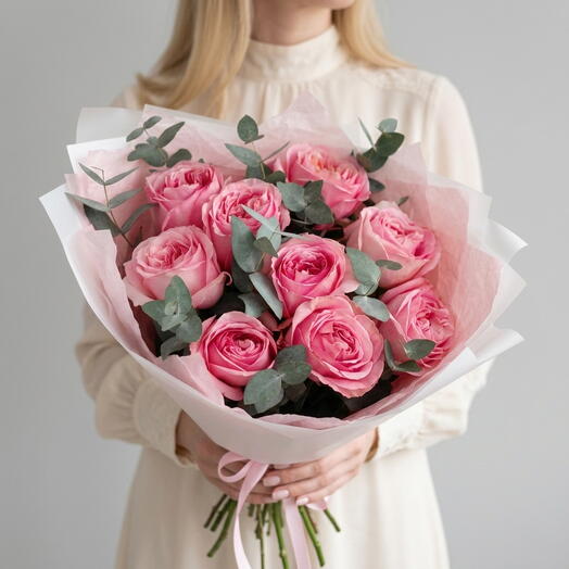 Соберу букет 🌿318 ( 9 импортных пионовидных роз  Pink Expression )
