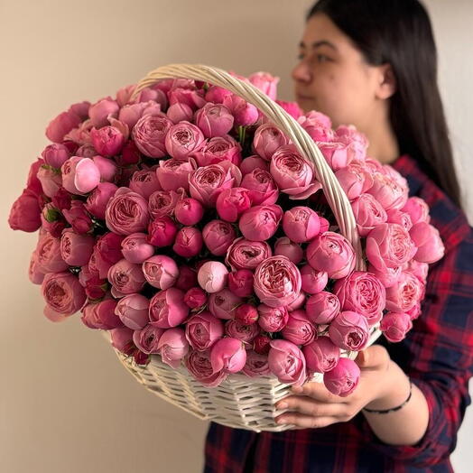 🤩🤩🤩WOW Корзина с кустовой пионовидной розой