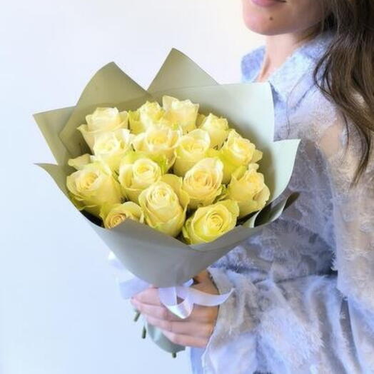 -20%АКЦИЯ💕Букет из 15 белых кенийский роз/Цветы Уфа/Цветы в Уфе/Доставка цветов Уфа