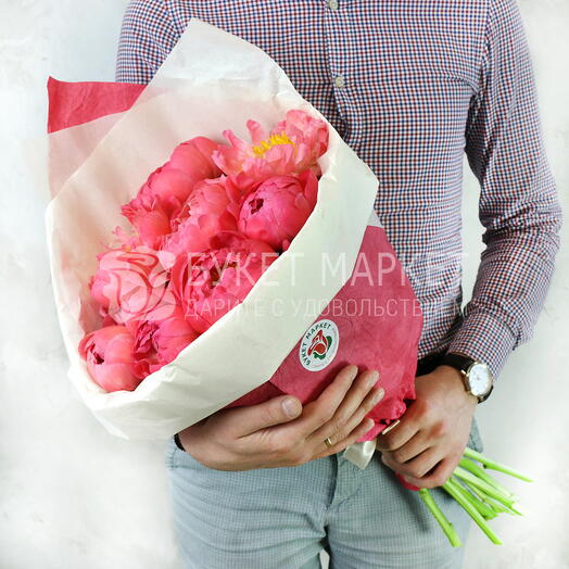 Коралловые пионы в упаковке 9 шт