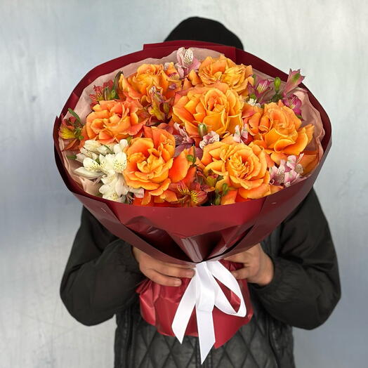 Микс букет из роз и альстромерии💐