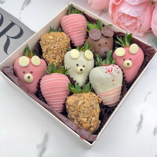 Chocolate-covered strawberries "Cute Bears"