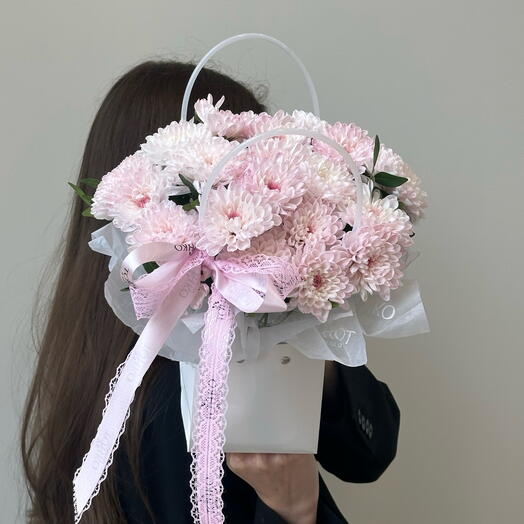 Сумочка с нежно розовой хризантемой 🌸
