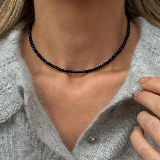 Черное колье из натурального камня CAVIAR ONYX 3(37-42р) любимой, девушке, жене, для неё