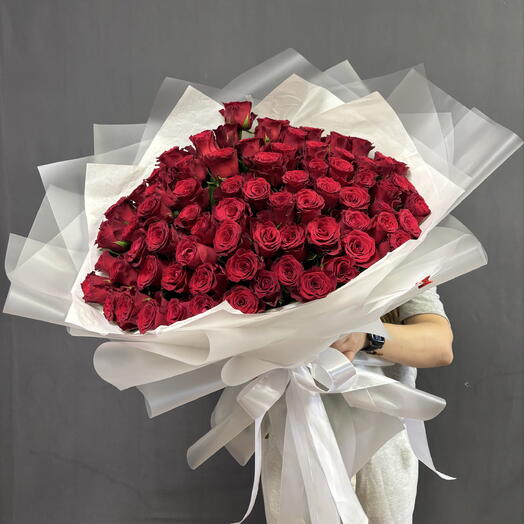 Красные Кенийские розы 😍75шт(50см)