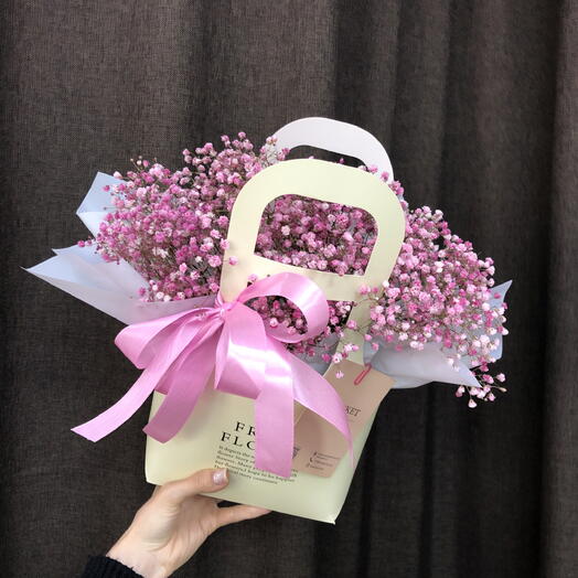 Сумочка с розовой гипсофилой 💗