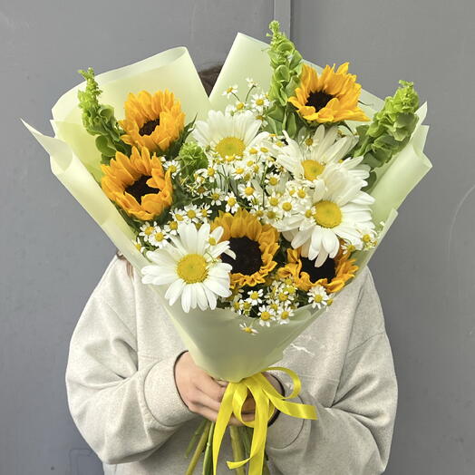 Летний авторский букет с ромашками 🤍💛🧡