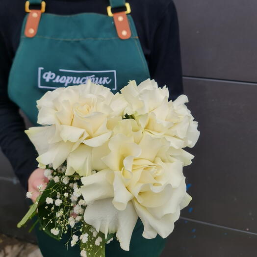 Букет невесты с французскими розами "Кружево"