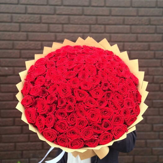Букет из красных роз 101 штук 🌹🌹🌹