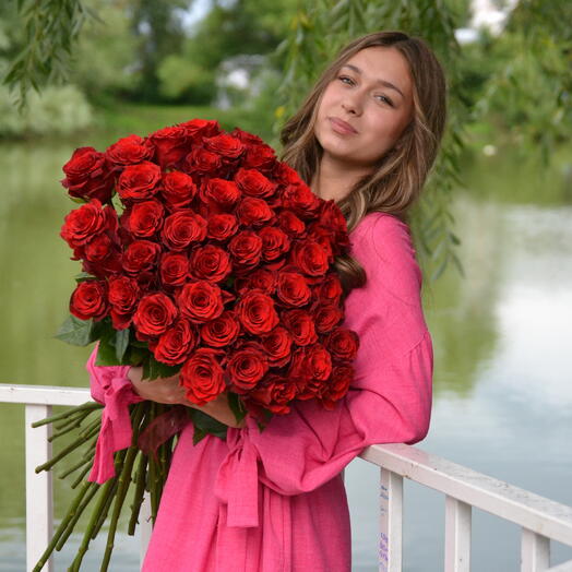 Букет из красной розы 51 шт ️🌹