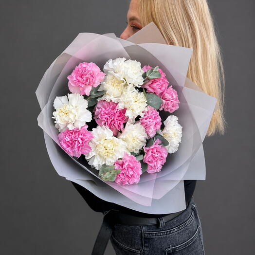 Монобукет Диантусов с эвкалиптом 😍