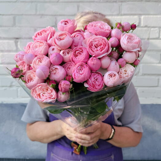 Пачка 10 шт кустовая роза премиум Silva Pink 60см