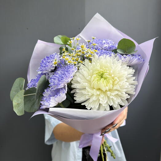 Сборный лавандовый букет с хризантемой💐💕