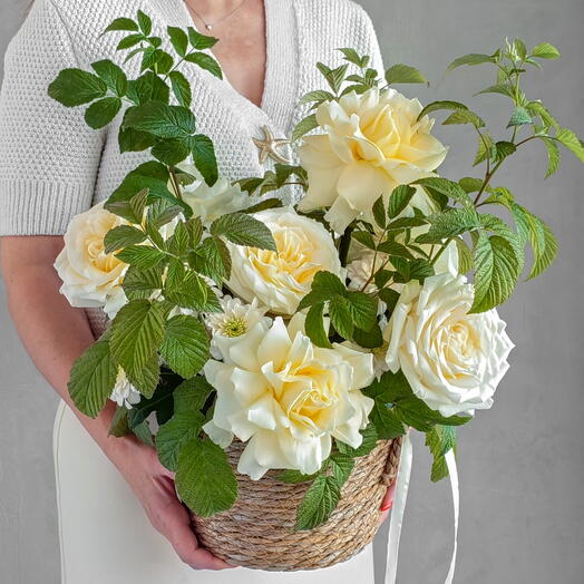 Корзина с кремовой розой💛🕊