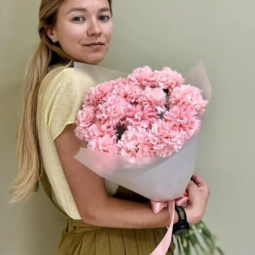 Букет из 15 шт. Розовых диантусов (гвоздик) 60 см