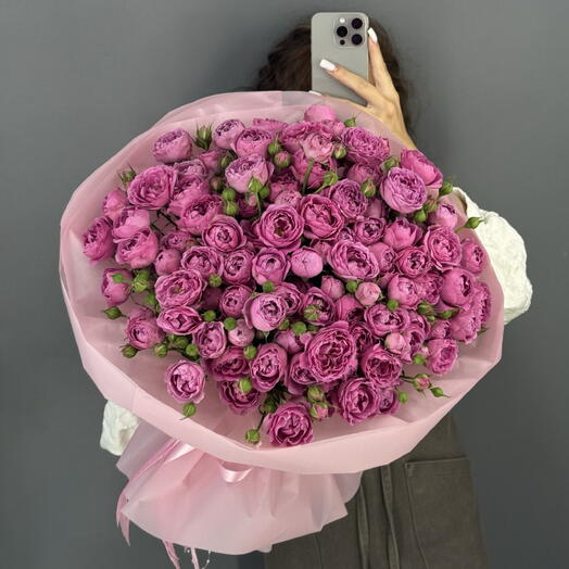 Монобукет💕Кустовая Пионовидная Роза Мисти Баблс
