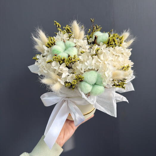 Композиция из сухоцветов💕💐 Гортензия, лимониум, лагурус, хлопок💕