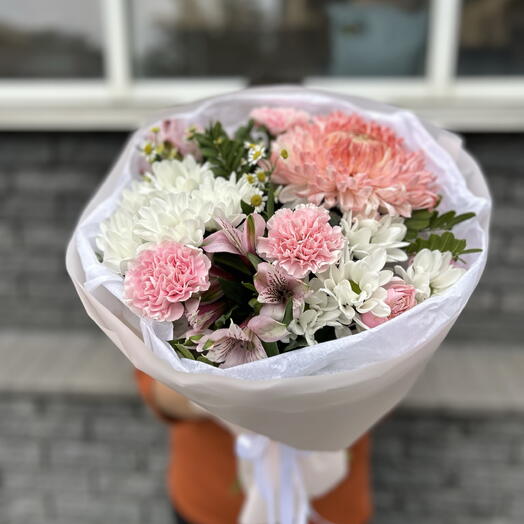 Розовый 💘 букет сборный с хризантемой