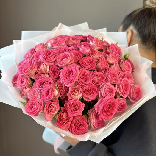 Кустовые малиновые розы (21 шт)