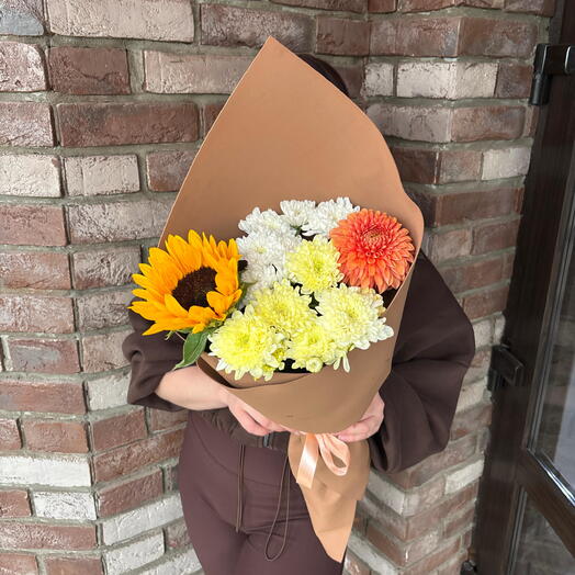 Букет к 1 сентября с подсолнухом 🌻