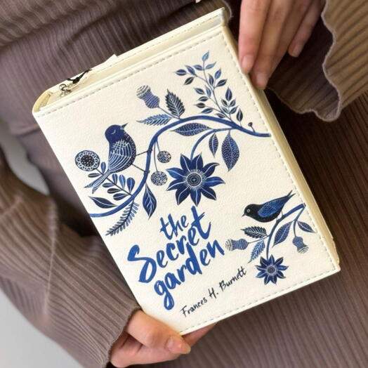 ПОП АРТ сумка Книга   ГЖЕЛЬ ТАЙНЫЙ САД /  премиум подарок подруге / клатч / bag /  оригинальный подарок ручной работы  дочери