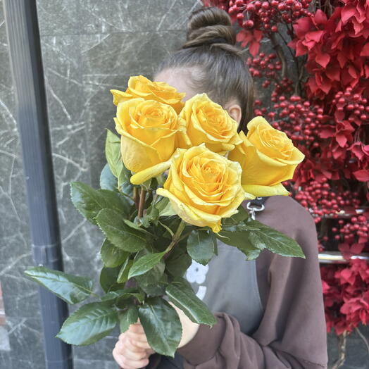 💛Акция💛 5 желтых роз