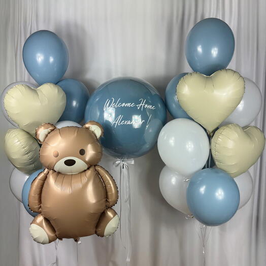 Набор воздушных Шаров с надписью шар гигант Баблс 22шт индиго. Set of helium balloons with inscription 22pcs blue giant