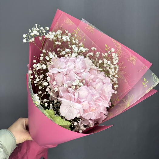 Розовая гортензия в упаковке 🌸