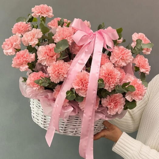 Корзина розовых Диантусов