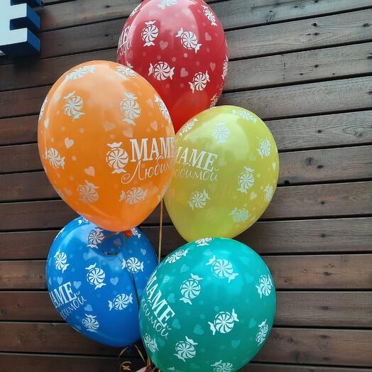 Шарики с гелием «Маме» 5 шт