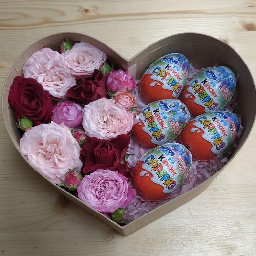 San Valentín con flores y kinders