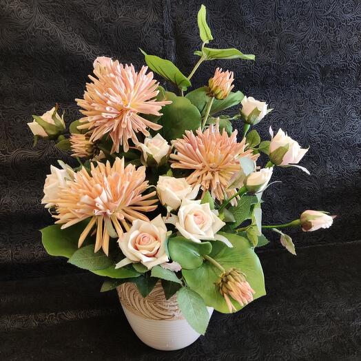 "Tenderness" (Composition of artificial flowers)