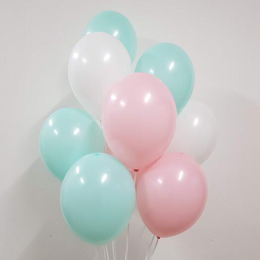 White-pink-mint set of 9 balls