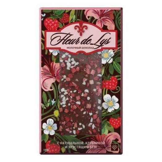 Шоколад  Флер Либертад (Fleur Libertad) молочный с натуральной клубникой и натуральным бизе