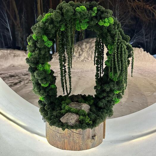 Интерьерная композиция «Enterance to Jungle» из стабилизированного мха на спиле