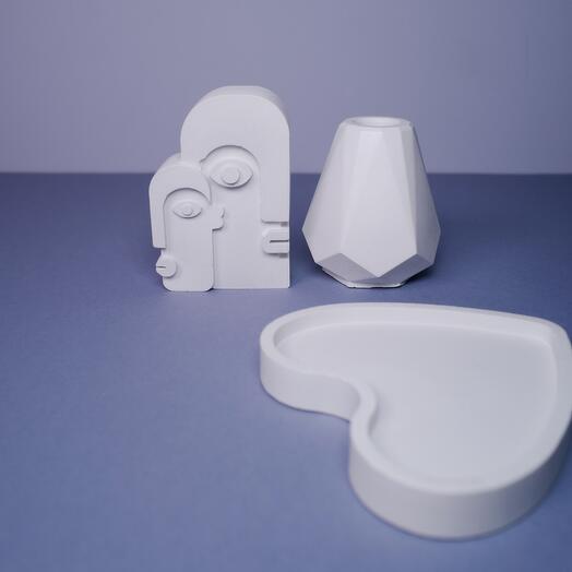 Set of gypsum products, 3 products, handmade